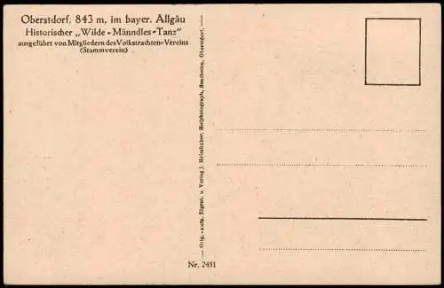 Ansichtskarte Oberstdorf (Allgäu) Historischer Wilde - Männdles-Tanz 2 1928