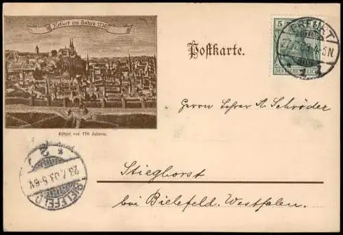 Ansichtskarte Erfurt Partie an der Stadt RS Stadt im Jahre 1730 1903