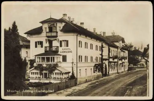 Ansichtskarte Bad Aibling Straßenpartie am Kurhotel Ludwigsbad 1932