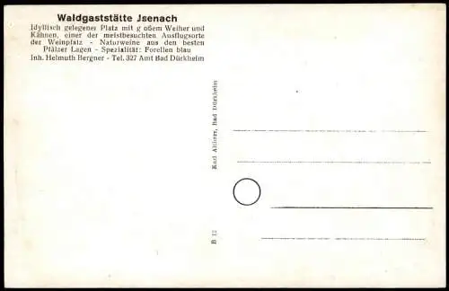 Ansichtskarte Bad Dürkheim Waldgaststätte Jsenach 1936