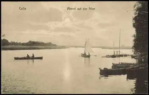 Ansichtskarte Celle Abend auf der Aller Ruderboote 1912