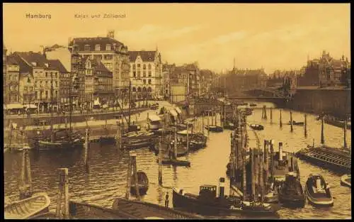 Ansichtskarte Hamburg Kajen und Zollkanal 1912