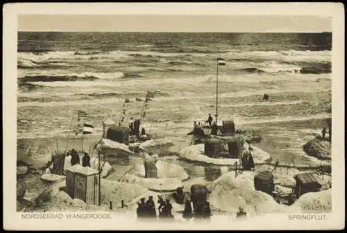 Ansichtskarte Wangerooge Sandburgen Strand Strandkorb - Springflut 1917