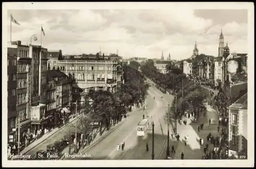 Ansichtskarte St. Pauli-Hamburg Reeperbahn Straßenbahn Fotokarte 1939