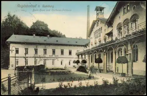 Ansichtskarte Liegau-Augustusbad-Radeberg Bade-Haus und Kurhaus-Terrasse 1911