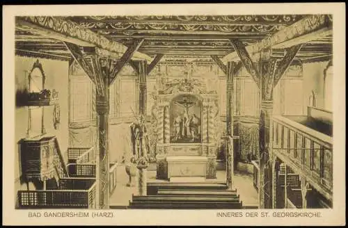 Ansichtskarte Bad Gandersheim St. Georgenkirche Altar Kanzel 1918