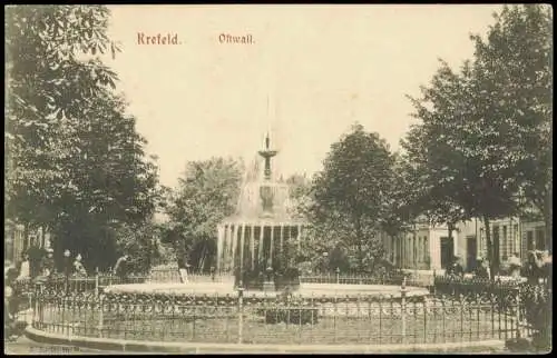 Ansichtskarte Krefeld Crefeld Ostwall - Springbrunnen 1914