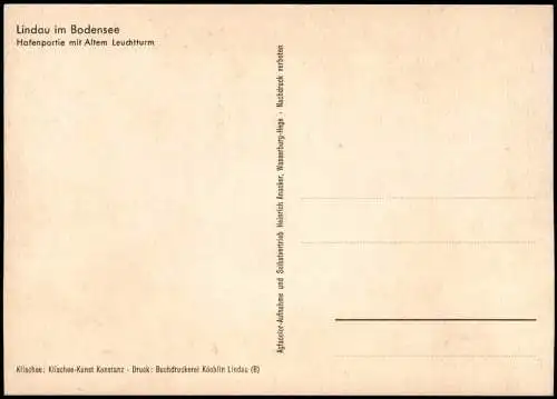 Ansichtskarte Lindau (Bodensee) Hafenpartie mit Altem Leuchtturm 1970