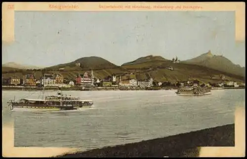 Ansichtskarte Königswinter Wolkenburg Drachenfels Rheindampfer DIORAMA 1911