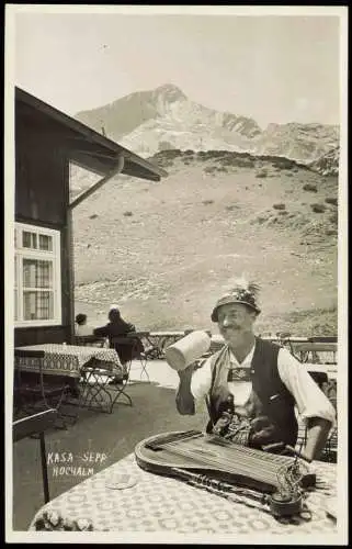 Ansichtskarte Garmisch-Partenkirchen KASA-Sepp beim Bier mit Autogramm 1931