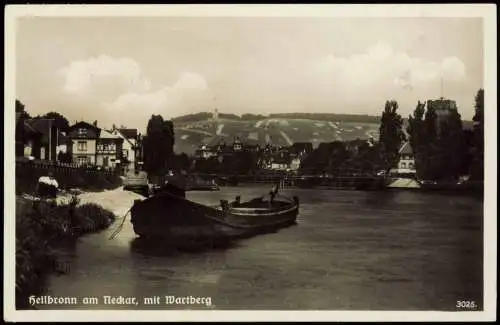 Ansichtskarte Heilbronn mit Wartberg Schiff - Fotokarte 1938