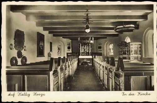 Ansichtskarte Hallig Hooge Kirche - Altar Nordsee 1932