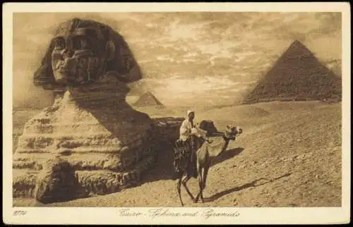 Giseh Gizeh الجيزة Cairo Sphinx and Pyramido Kamel Beduine 1928  Eypt Ägypten