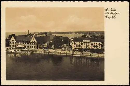 Ansichtskarte Lindau (Bodensee) Blick auf den Bahnhof Schiff 1930