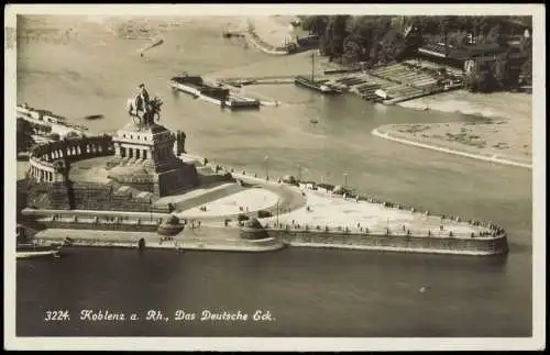 Ansichtskarte Koblenz Luftbild Deutsches Eck Flussbadeanstalt 1932