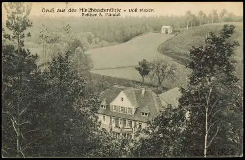Ansichtskarte Maxen Gruß aus der Hirschbachmühle 1922  b. Pirna