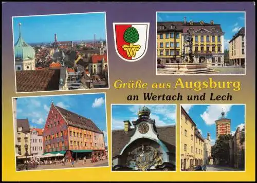 Ansichtskarte Augsburg Mehrbildkarte mit Stadtteilansichten 1990