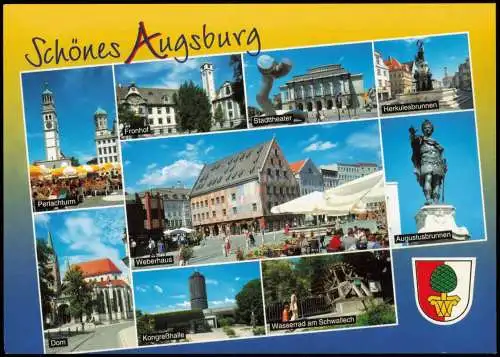 Augsburg  mit Stadttheater Perlachturm Weberhaus Dom Kongreßhalle 1999
