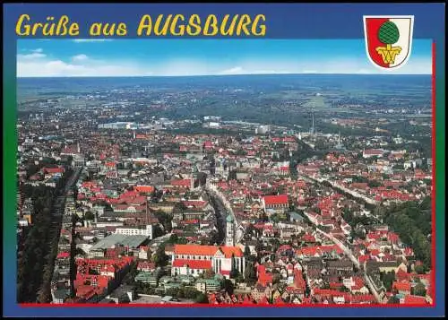 Ansichtskarte Augsburg Luftbild Luftaufnahme Blick über die Altstadt 2000