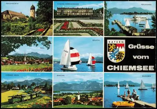 Chiemsee Mehrbildkarte mit Fraueninsel Chiemsee und Umgebung 1970