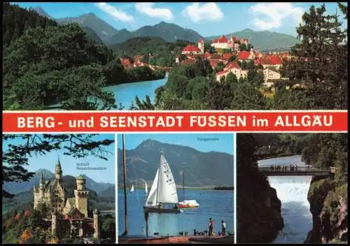 Füssen Mehrbildkarte mit 4 Ortsansichten u.a. Schloß Neuschwanstein 1998