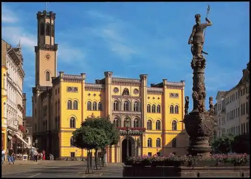 Ansichtskarte Zittau Markt mit Rathaus und Rolandbrunnen 2000