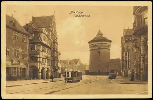 Ansichtskarte Nürnberg Königsstraße Straßenbahn 1911