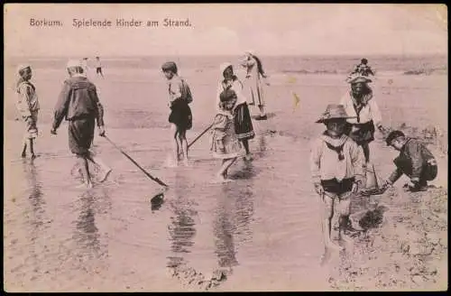 Ansichtskarte Borkum Spielende Kinder am Strand. 1911