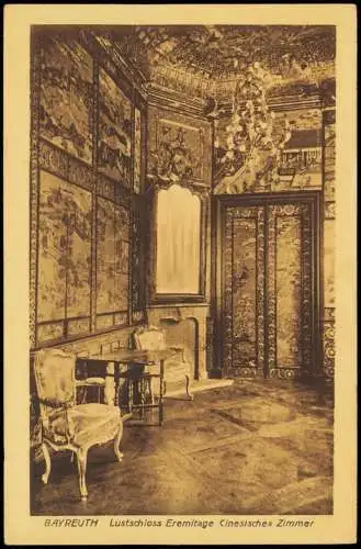 Ansichtskarte Bayreuth Lustschloss Eremitage Cinesisches Zimmer 1918