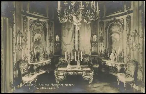 Ansichtskarte Chiemsee Herrenchiemsee Porzellanzimmer 1918