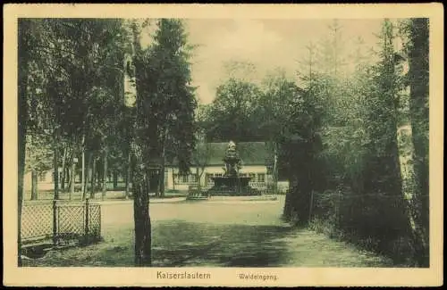 Ansichtskarte Kaiserslautern Waldeingang Springbrunnen Birken 1918