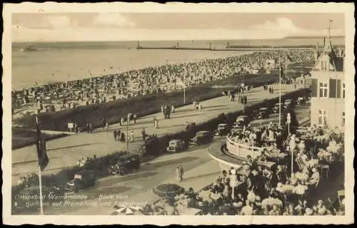 Warnemünde-Rostock Blick vom Kurhaus auf Promenade und Badestrand 1939