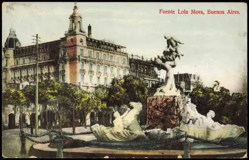 Postcard Buenos Aires Fuente Lola Mora 1914