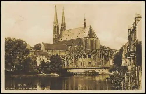 Ansichtskarte Görlitz Zgorzelec Peterskirche a. d. Altstadtbrücke 1932