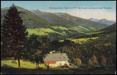 Ansichtskarte Innsbruck Alpengasthaus NOCKHOF gegen das Wipptal. 1911