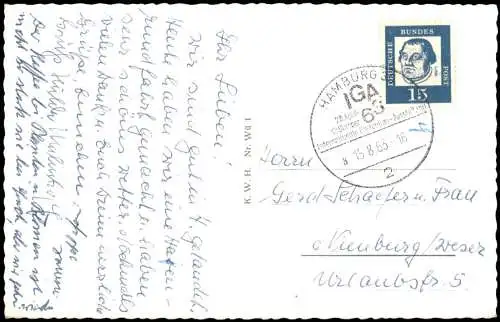 Ansichtskarte Hamburg Hafen Ausfahrt Überseedampfer  1963  Sonderstempel IGA