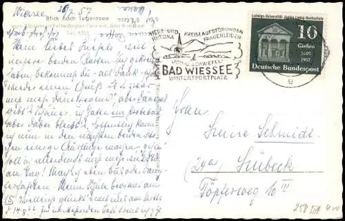 Ansichtskarte Bad Wiessee Gästehaus aus Furtwängler-Tanneck 1957