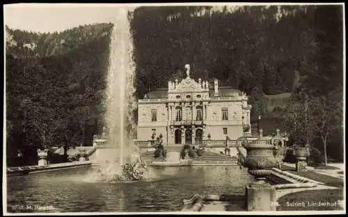 Ansichtskarte Linderhof Ettal Schloss  Fotokarte 1950  gel. Notopfer Berlin