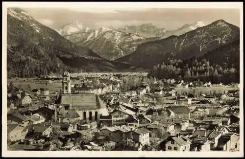 Ansichtskarte Mittenwald Panorama-Ansicht Blick zu Tiroler Berge 1954