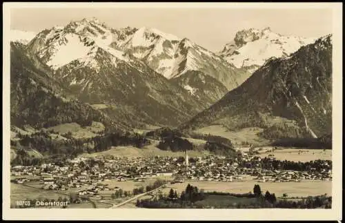 Ansichtskarte Oberstdorf (Allgäu) Panorama-Ansicht Blick zu den Alpen 1955