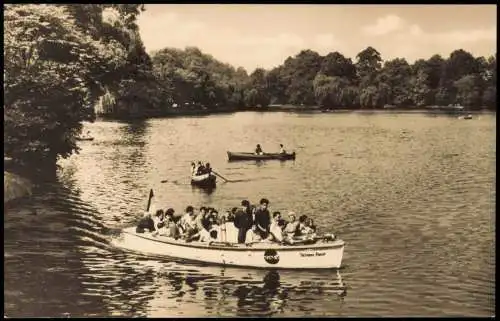 Ansichtskarte Chemnitz Motorboot Thälmann-Pionier Schloßteich 1975