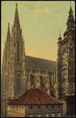 Postcard Prag Praha Svatovitský chrám. 1913