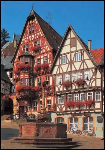 Ansichtskarte Miltenberg (Main) Marktplatz, Geschäft und Brunnen-Anlage 1990