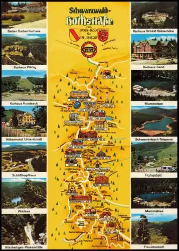 Schwarzwald Mehrbild-AK Sehenswürdigkeiten a.d. Schwarzwaldhochstraße 1975