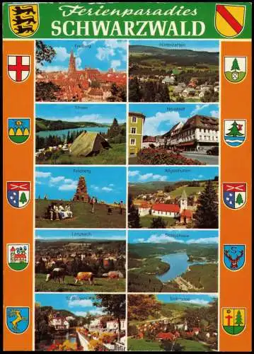 .Baden-Württemberg Mehrbildkarte Schwarzwald Orte und deren Orts-Wappen 1980