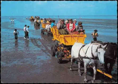 Cuxhaven Strand Rückkehr der Wattwagen von der Insel Neuwerk 1986