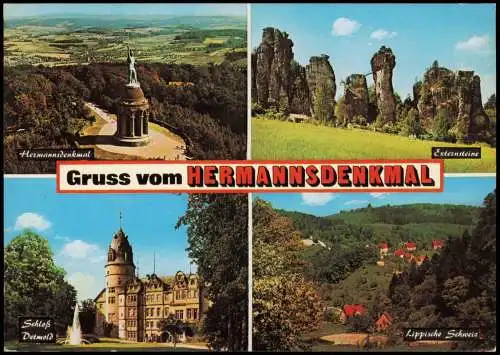 Ansichtskarte Hiddesen-Detmold Gruss vom HERMANNSDENKMAL (Mehrbildkarte) 1975