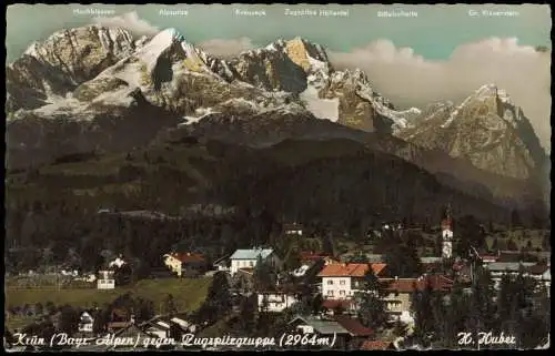 Ansichtskarte Krün Panoramaansicht mit Blick zu den Bergen 1963