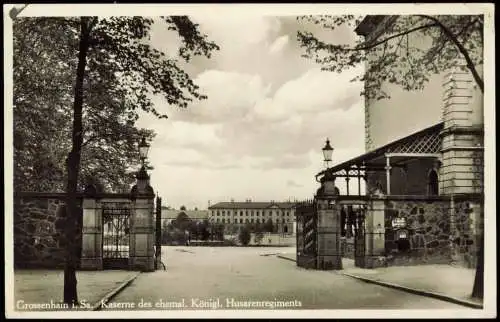 Ansichtskarte Großenhain Kaserne des ehemal. Königl. Husarenregiments 1938