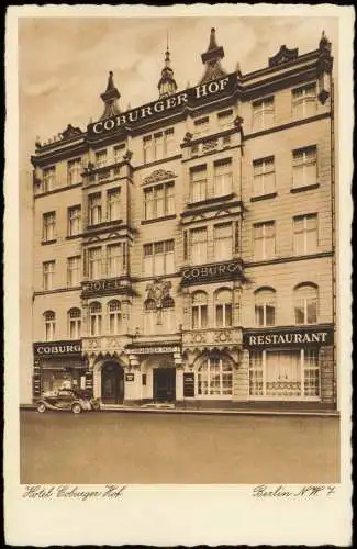 Ansichtskarte Mitte-Berlin Hotel Coburger Hof. Friedrichstraße 1928